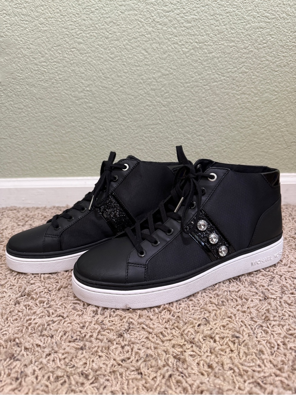 Michael Kors Chapman Mid rhinestone-embellished high-top sneaker -W10
